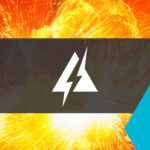 Explosive energy with lightning symbol.