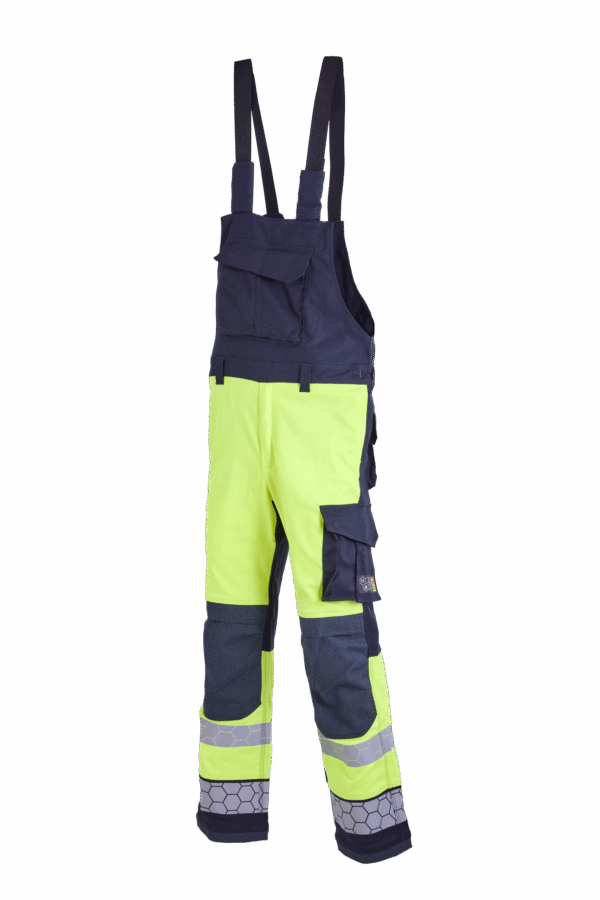 High-visibility work overalls with pockets