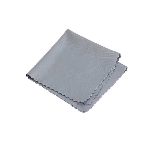 Folded grey cloth with scalloped edges